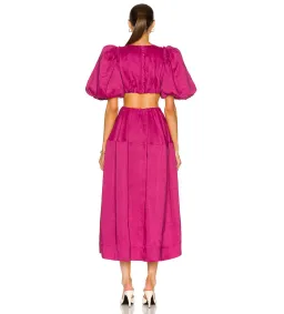 Aje Vanades Ring Cut Out Midi Dress in Magenta Pink Size 6 for rent on The Volte - image 4