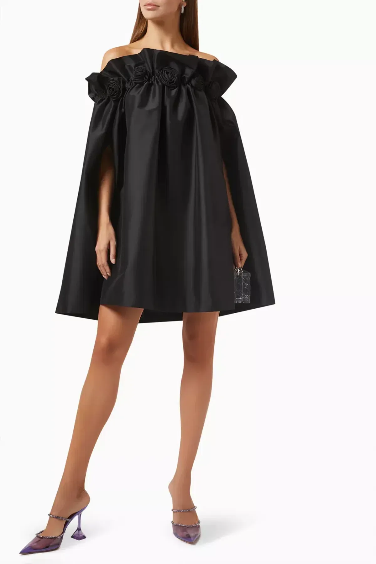 Bernadette Tilly Strapless Appliquéd Taffeta Mini Dress in Black Size 10 - Image 1