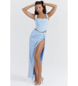 House of CB Vesper Soft Blue Maxi Skirt and Top Size 6 for rent on The Volte - image 2