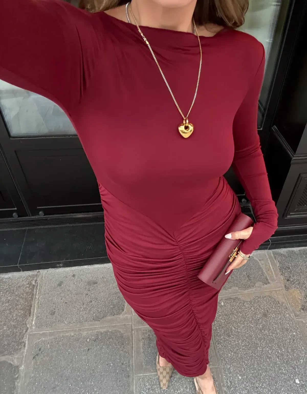 Sneaky Link Caterina Midi Dress Burgundy Size AU 8 - Image 2