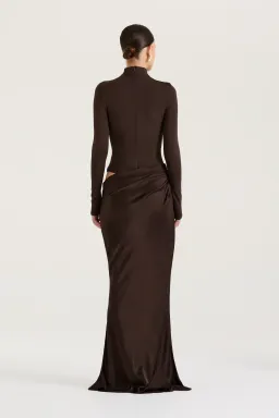 HENNE Soraia Long Sleeve Dress Chocolate Brown Size S / AU 8 for rent on The Volte - image 3