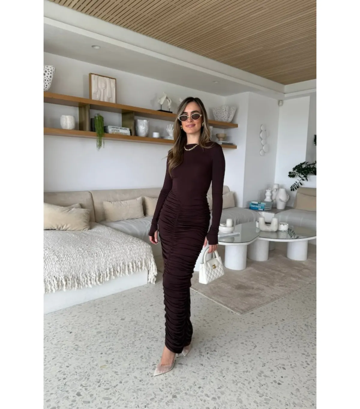 Sneaky Link Caterina Midi Dress Chocolate Size Medium / AU 10 - Image 1