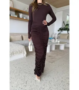 Sneaky Link Caterina Midi Dress Chocolate Size Medium / AU 10 for rent on The Volte - image 2