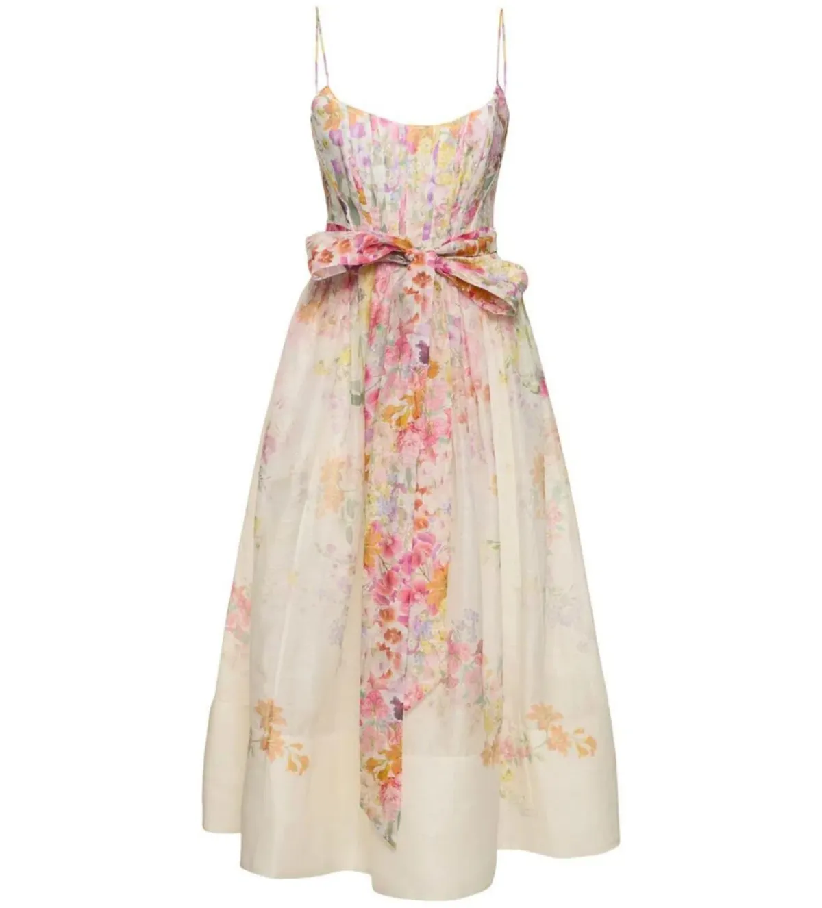 Zimmermann Natura Midi Corset Dress in Kaleidoscope Garden Floral Size 3 / AU 12 - Image 4