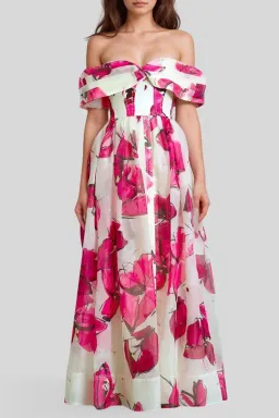 Aje Cordelia Corseted Maxi Dress in Falling Florals Pink Size 10 for rent on The Volte - image 3