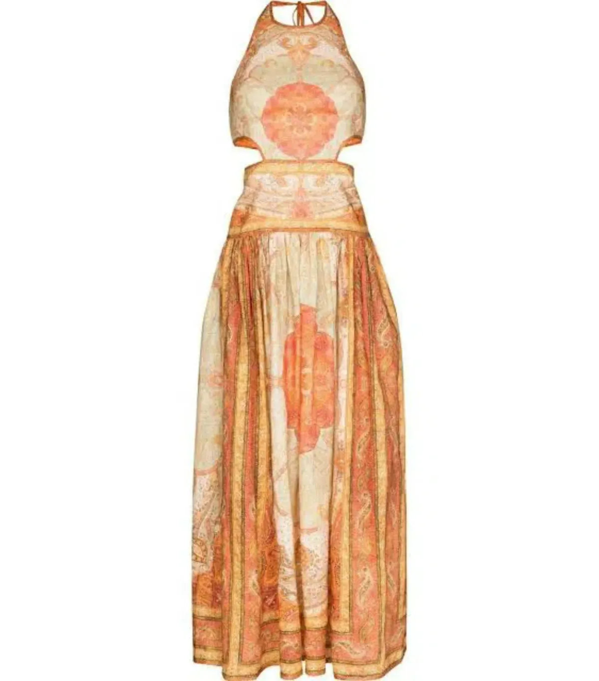 Zimmermann Anneke Cut Out Midi Dress Orange Paisley Print Size 1 / AU 10 - Image 3