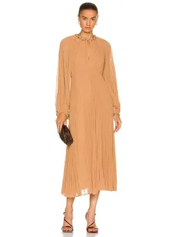 Zimmermann Sunray Pleated Midi Dress Biscuit Size AU 14 for rent on The Volte - image 2