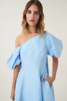 AJE Arista Tulip Sleeve Mini Dress Powder Blue Size 16 for rent on The Volte - image 4