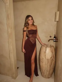 Natalie Rolt Sloane Maxi Dress in Espresso Size 0 / AU 6 for rent on The Volte - image 2