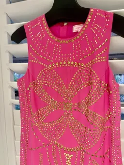 Versace H&M Party Pink Gold Mini Sild Dress Size 8 for rent on The Volte - image 7