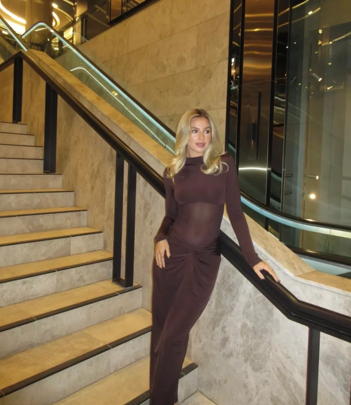 BENNI Dora Maxi Dress in Chocolate Brown Size S / AU 8 - Image 4