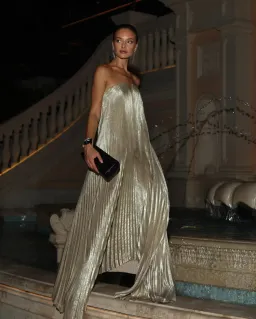 L'Idee Black Tie Gown in Gold Shimmer Size 12 for rent on The Volte - image 1