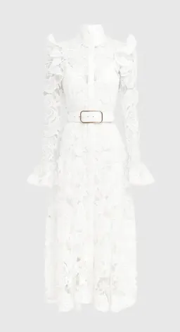 Leo Lin Aliyah Lace Butterfly Sleeve Midi Dress in Snow / White Size 10 for rent on The Volte - image 5