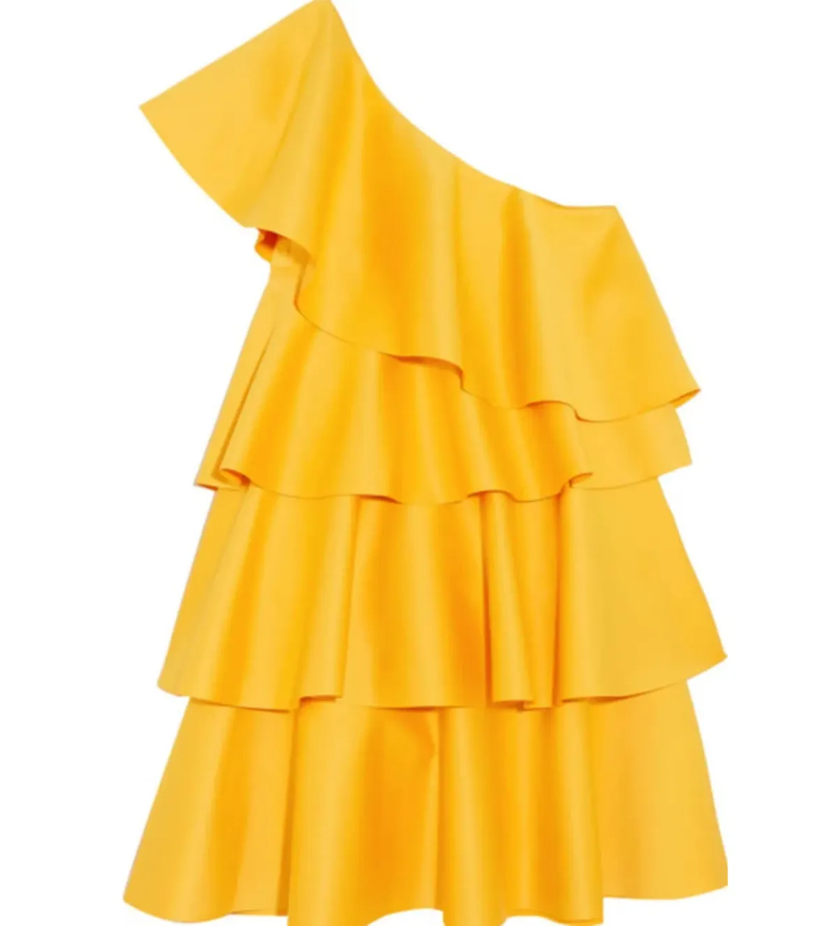 Solace London Tiered Ruffled Crepe Mini Dress Yellow Size 10 - Image 4