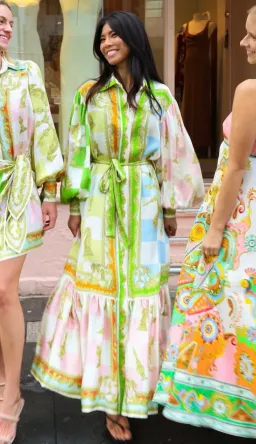 Alemais Checkmate Silk Midi Shirtdress in Multi Size AU 8 for rent on The Volte - image 4