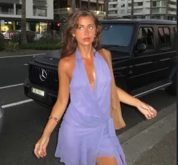 Bec & Bridge Maeva Mini Dress Grape Size AU 6 for rent on The Volte - image 1