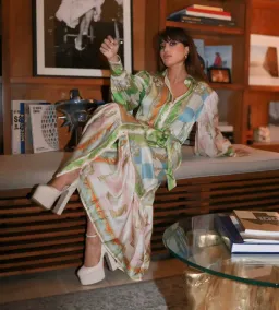 Alemais Checkmate Silk Midi Shirtdress Multi Size 12 for rent on The Volte - image 3