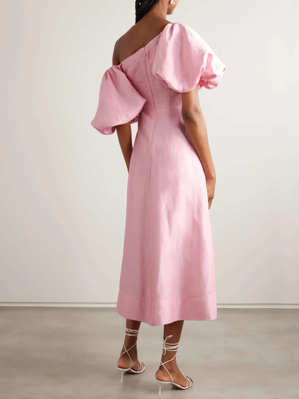 Aje Cadence Ruched Midi Dress in Ballerina Pink Size 10 - Image 3