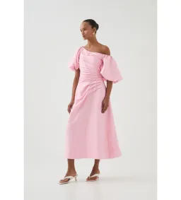 Aje Cadence Ruched Midi Dress in Ballerina Pink Size L / AU 12 for rent on The Volte - image 2