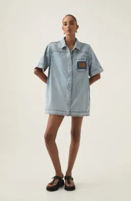 Aje Aura Denim Mini Tunic Dress Size AU 12 for rent on The Volte - image 1