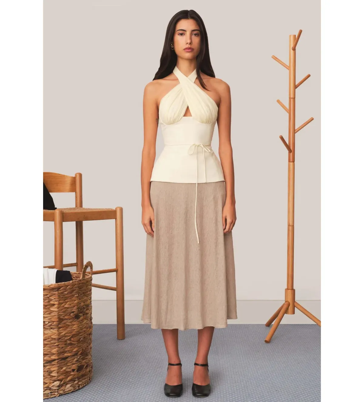 Tae Park Sculpted Halter Top Ivory Size S AU 8 - Image 3