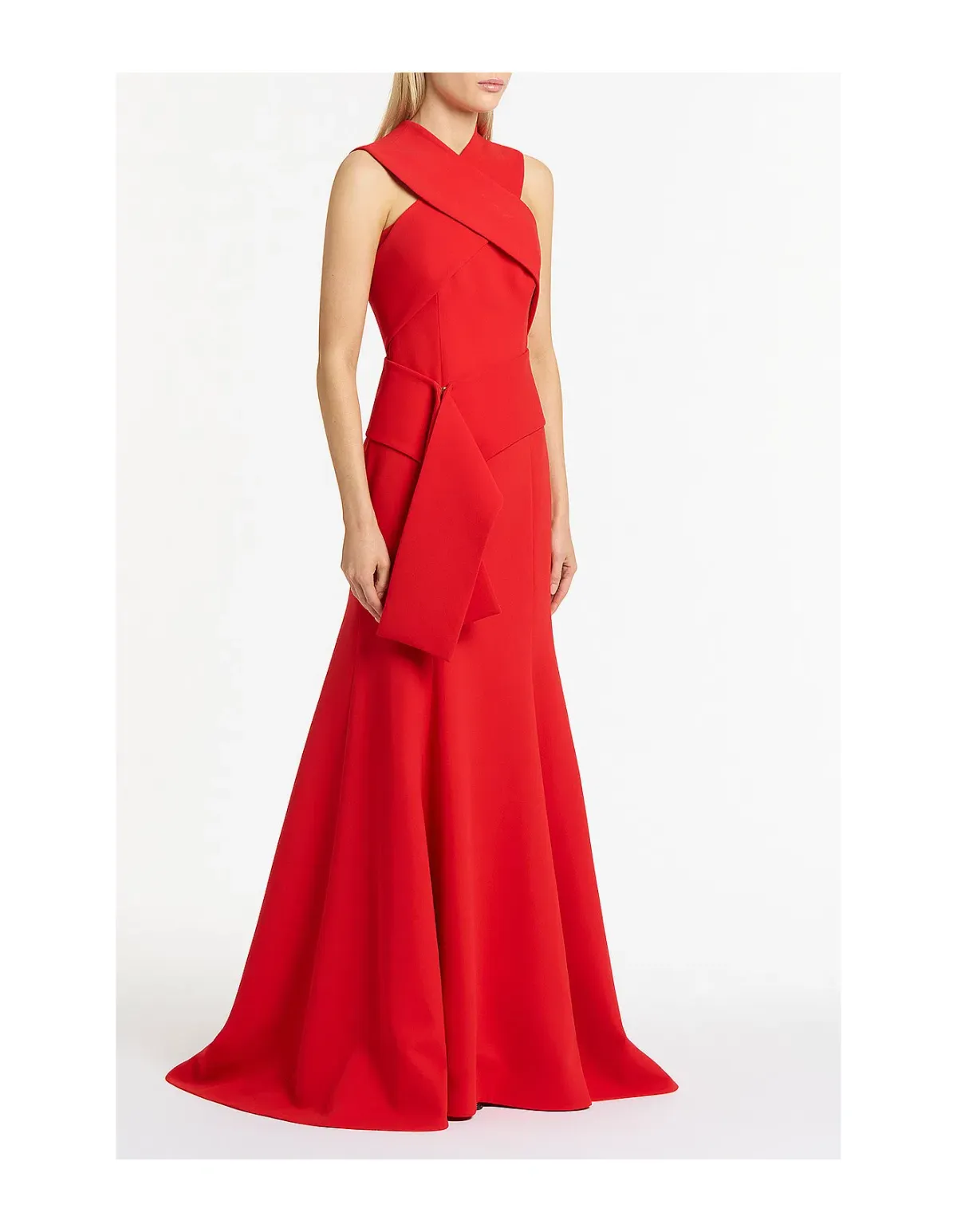 Carla Zampatti Crepe Fascia Cross Over Gown Red Size AU 6 - Image 2