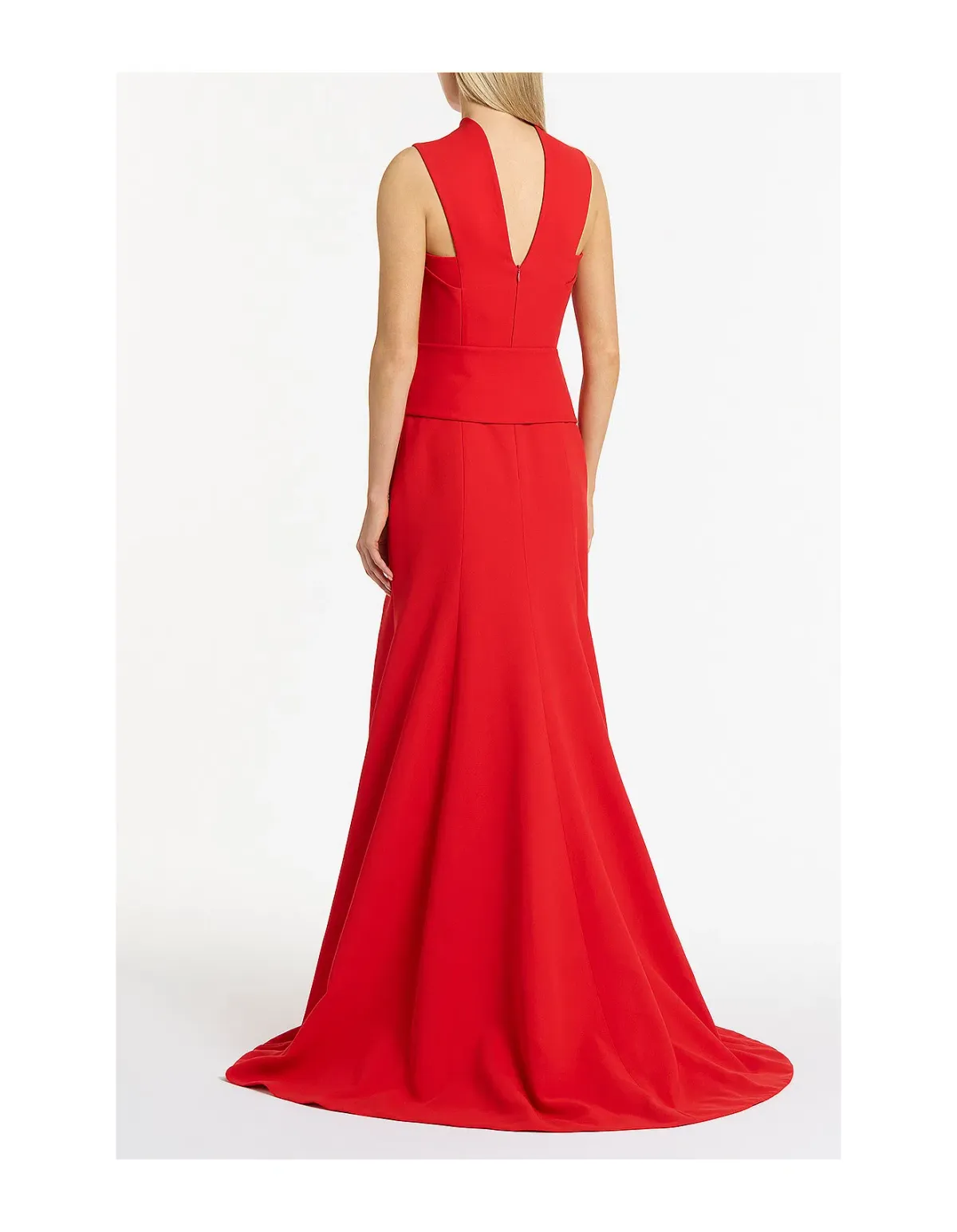 Carla Zampatti Crepe Fascia Cross Over Gown Red Size AU 6 - Image 3