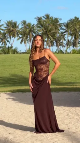 Natalie Rolt Sloane Maxi Dress Brown Size 10  for rent on The Volte - image 1