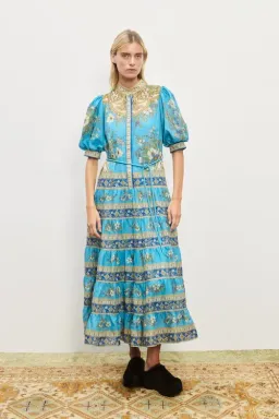 Alemais Cassie Tiered Midi Dress in Blue Size AU 12 for rent on The Volte - image 1