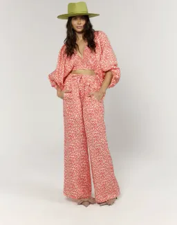 La Boheme Girls Coral Oat Leopard Juno Pant Essie Top Set Size S AU 6 for rent on The Volte - image 1