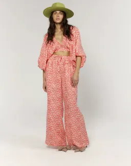 La Boheme Girls Coral Oat Leopard Juno Pant Essie Top Set Size S AU 6 for rent on The Volte - image 2