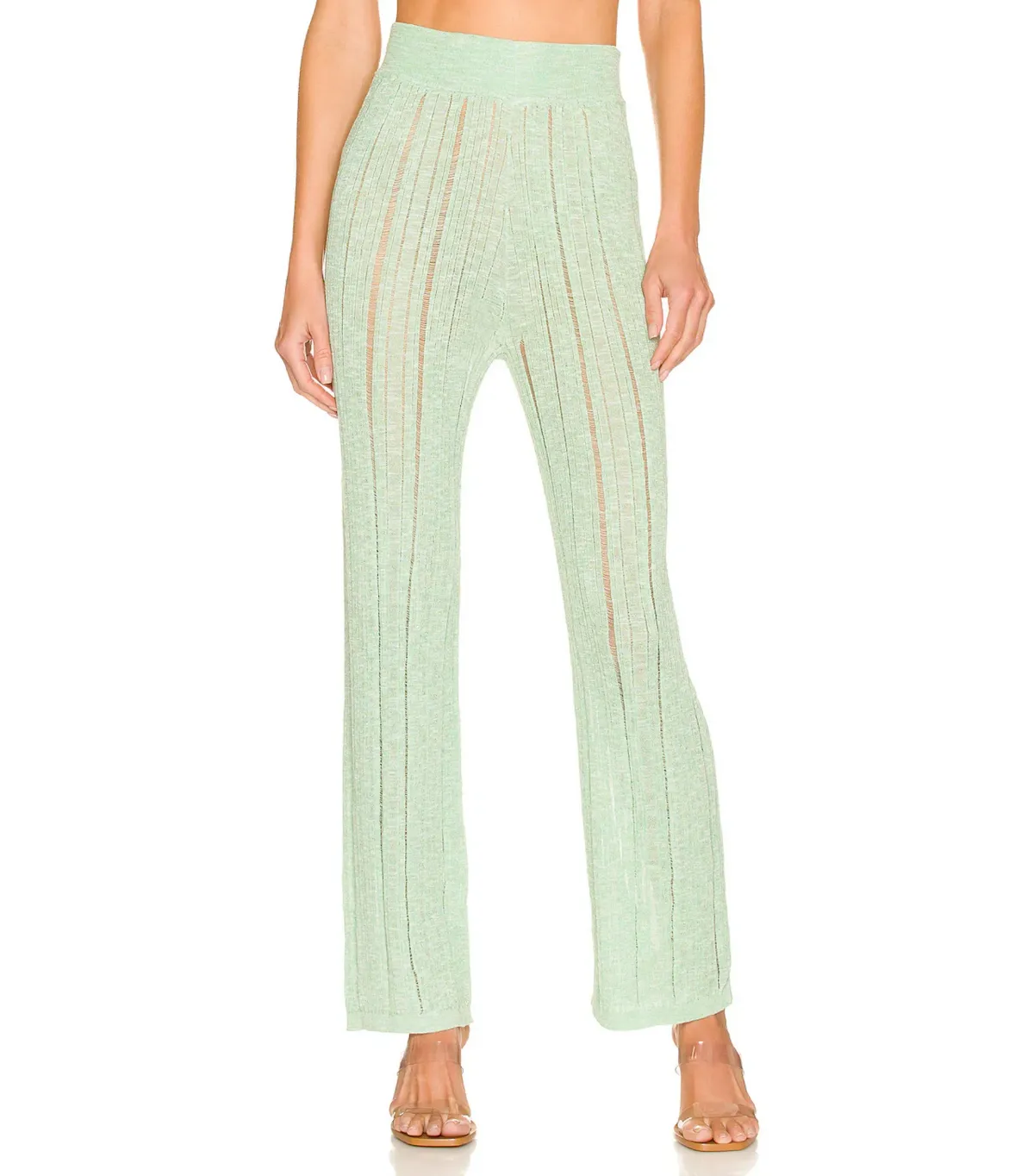 Cult Gaia Lotus Knit Top S / AU 8 and Laurel Knit Pant Size M / AU 10 Set in Aloe  - Image 4