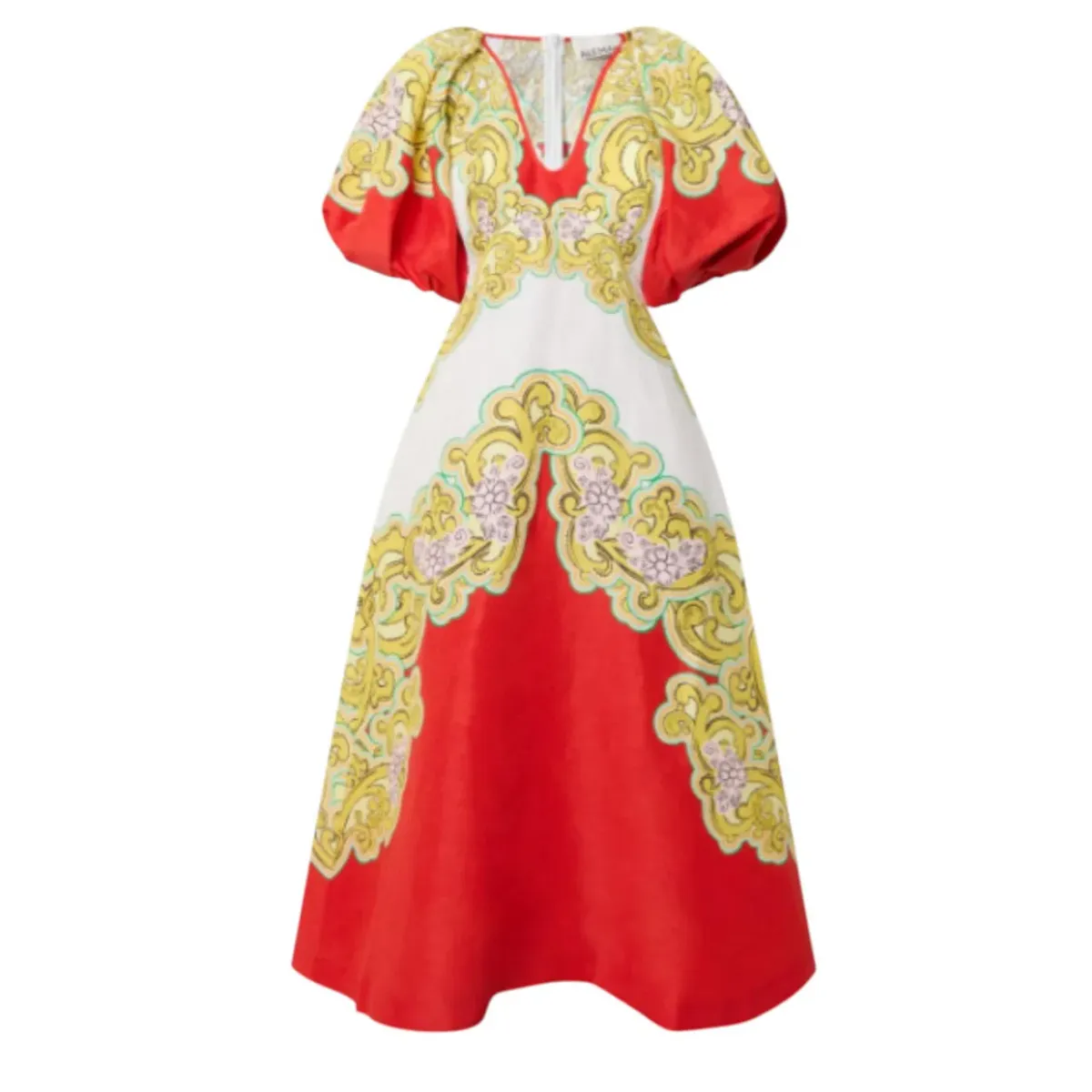 ALEMAIS Sierra Midi Dress Red Multi Size AU 10  - Image 4