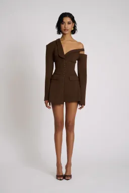 Eliya The Label Ayla Blazer MIni  Dress in Brown Size M / AU 10 for rent on The Volte - image 1