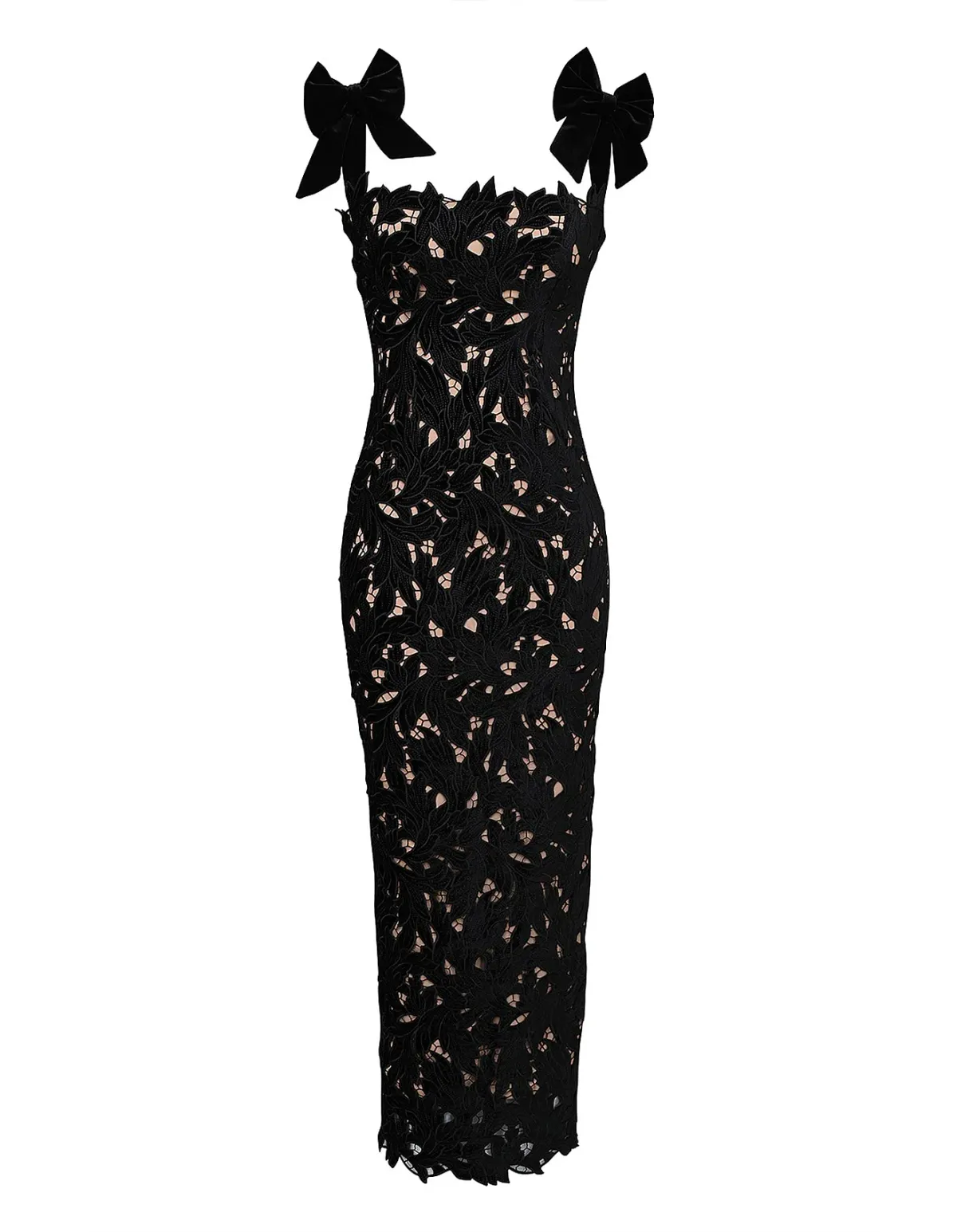 House of CB Tiff Velvet Lace Maxi Dress Black Size 10/S - Image 4