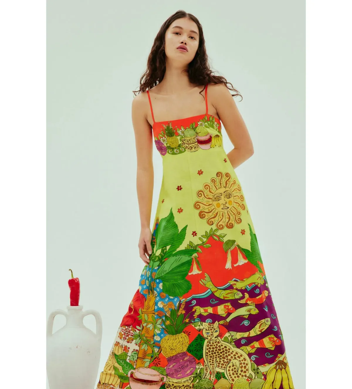 Alemais Tiger Day Midi Dress Multi Print Size AU 12 - Image 2