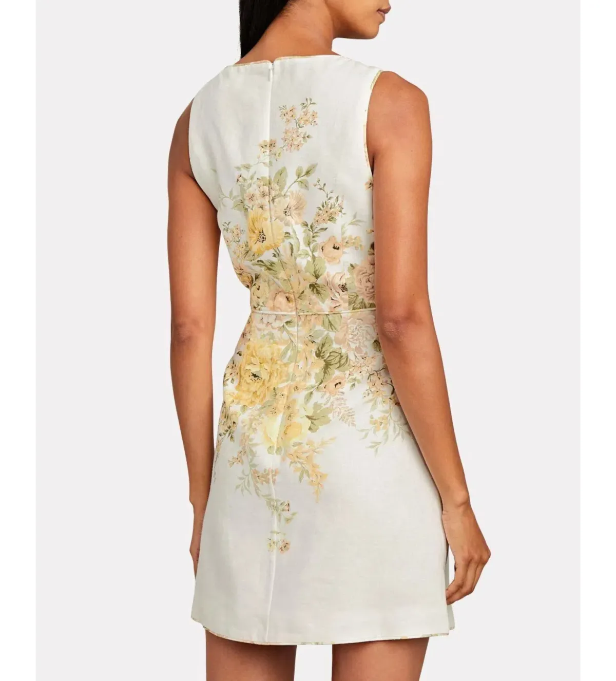 Zimmermann Amelie Cut Out Mini Dress Ivory Garden Floral Size 1 AU 10 - Image 3