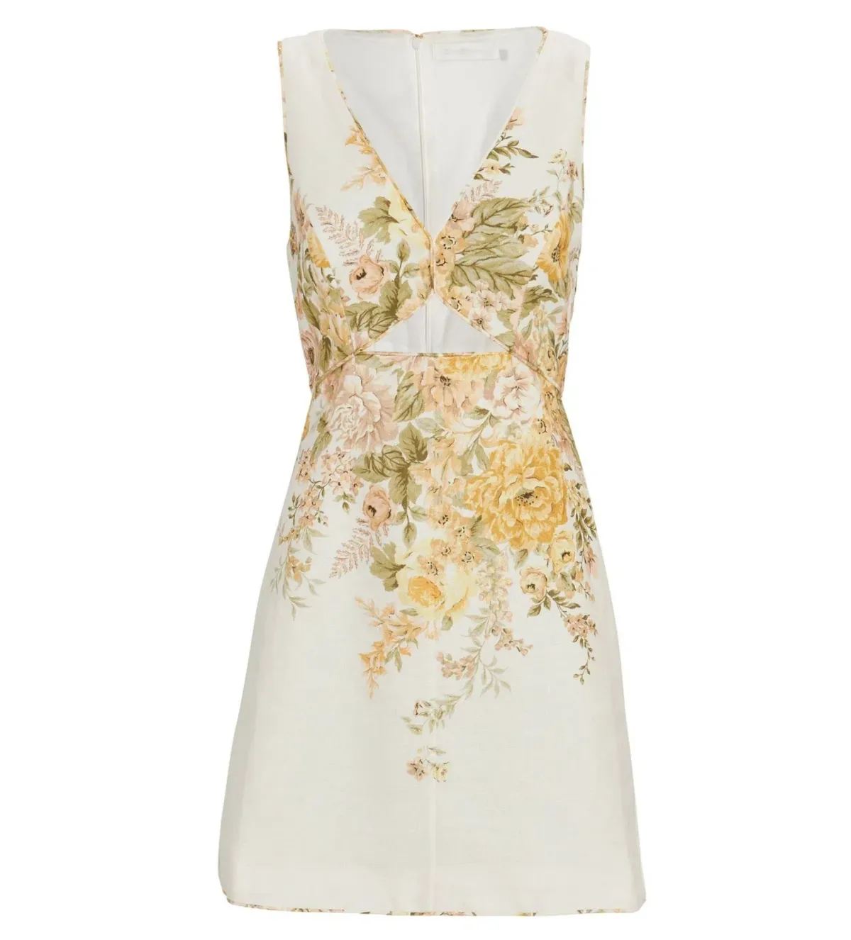 Zimmermann Amelie Cut Out Mini Dress Ivory Garden Floral Size 1 AU 10 - Image 5