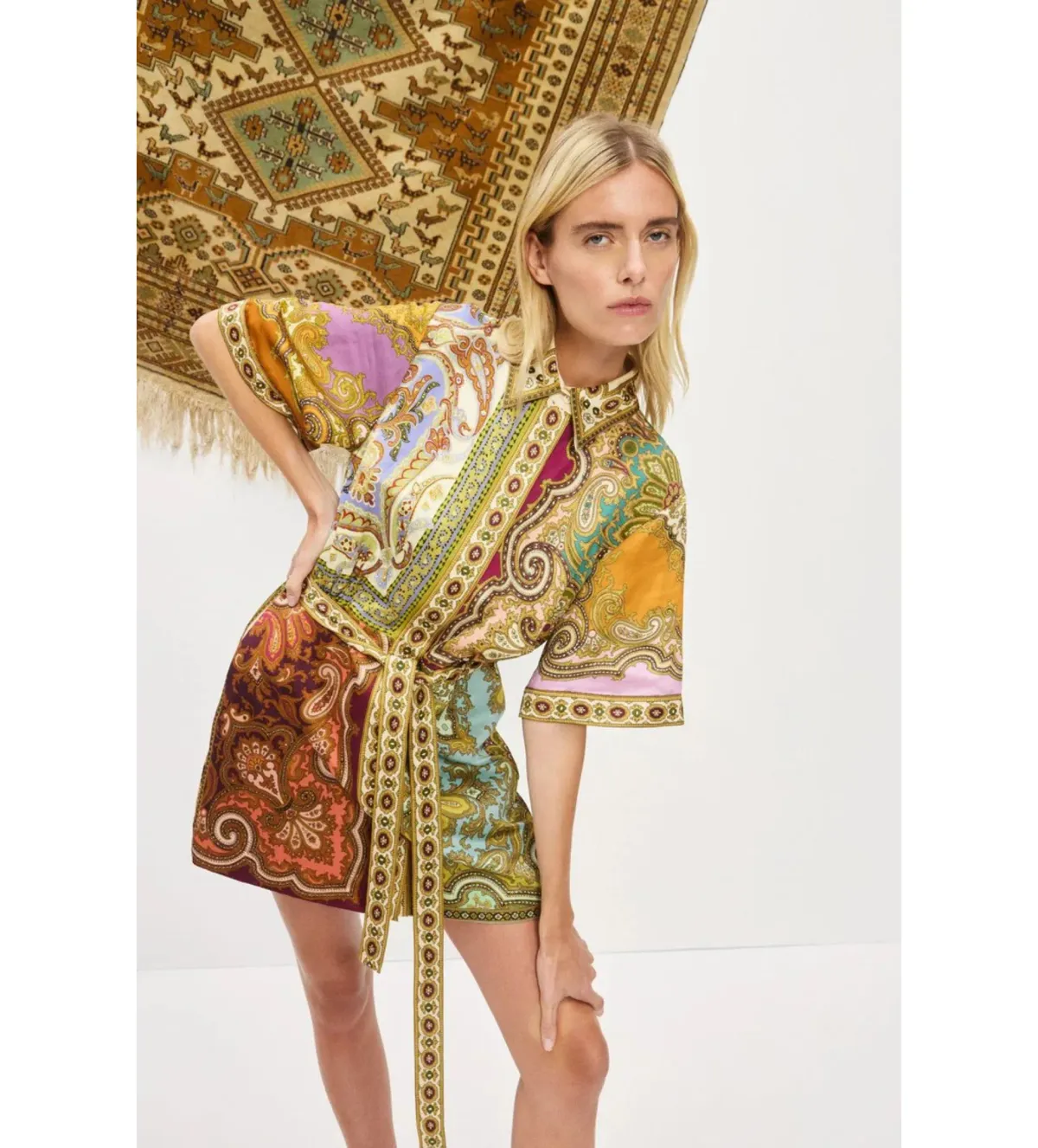 Alemais Clemenza Spliced Mini Dress Multi Print Size AU 16 - Image 4