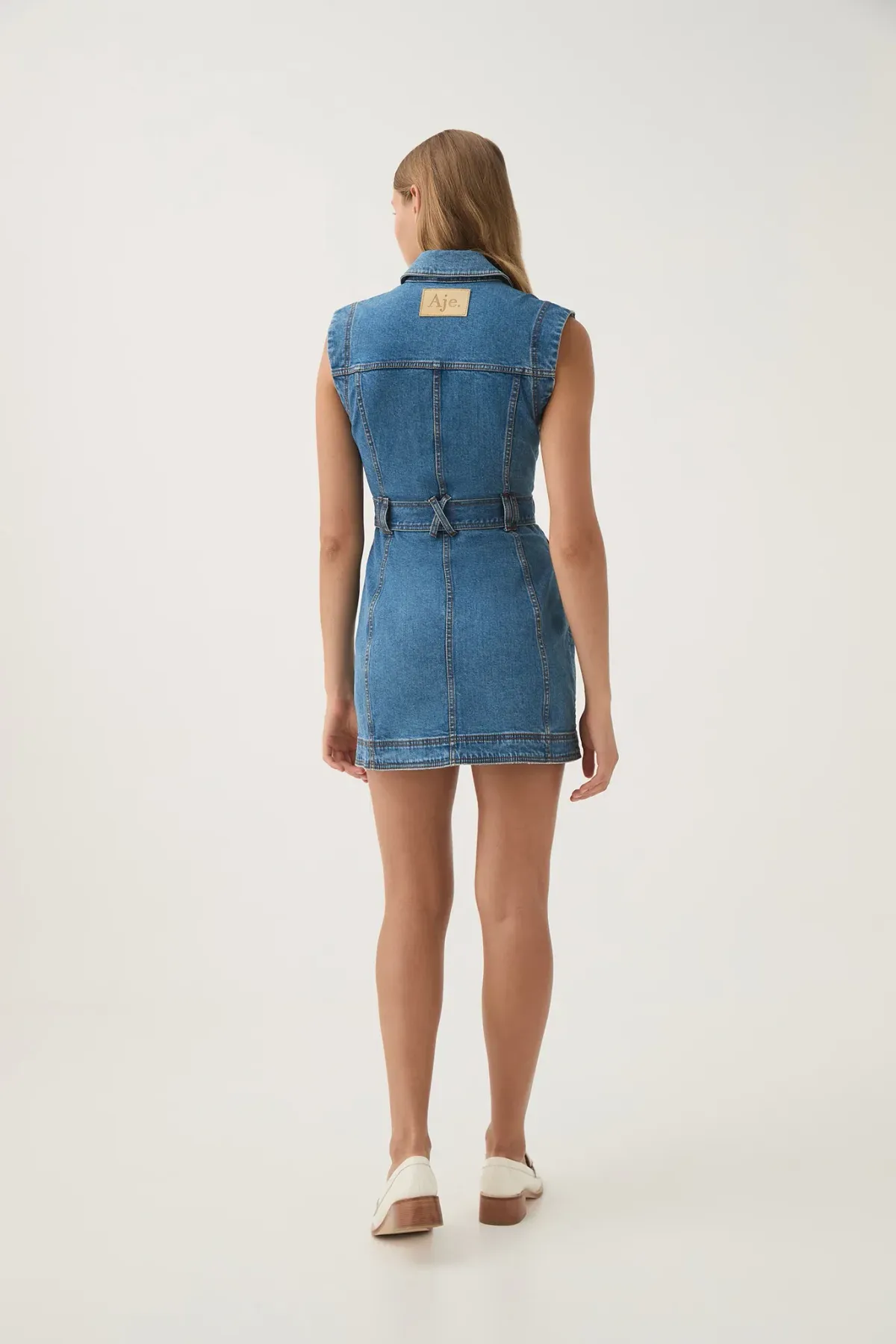 Aje Darcie Denim Mini Dress Size 6 - Image 3