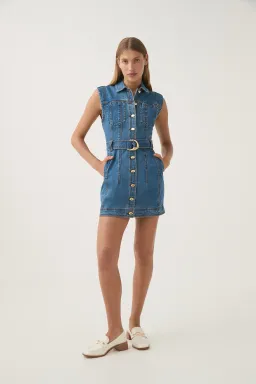 Aje Darcie Denim Mini Dress Size 6 for rent on The Volte - image 1