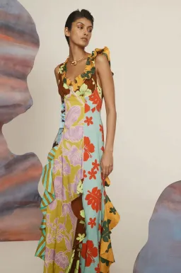 Alemais Poppy Spliced Midi Dress Multi Size 16 for rent on The Volte - image 2