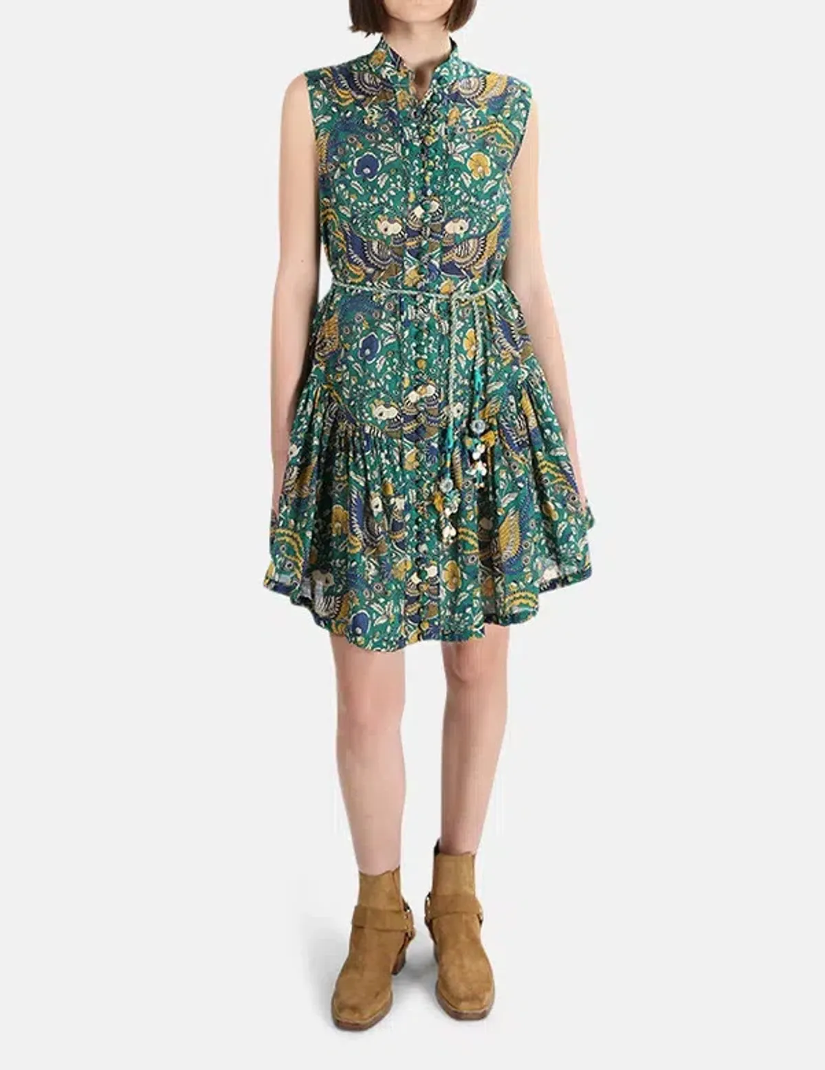 Zimmermann Edie Drop Waist Mini Dress Green Size AU 8 - Image 1