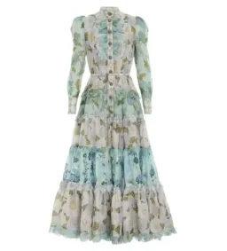 Zimmermann Rhythm Scalloped Silk Maxi Dress in Blue Size 1/ AU 10 for rent on The Volte - image 4