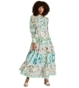 Zimmermann Rhythm Scalloped Silk Maxi Dress in Blue Size 1/ AU 10 for rent on The Volte - image 2