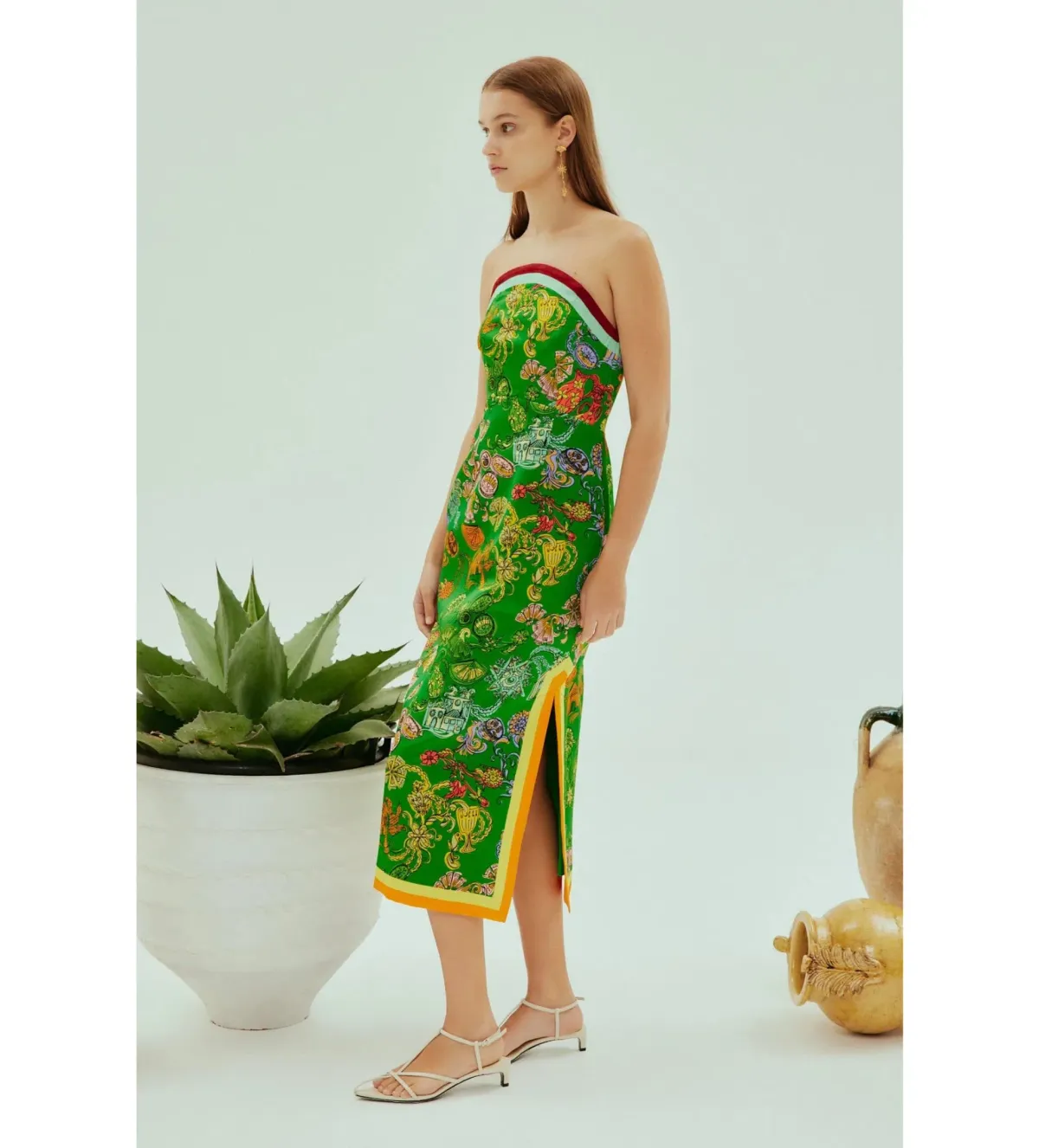 Alemais Fiesta Bodice Midi Dress Green Print Size AU 16 - Image 2