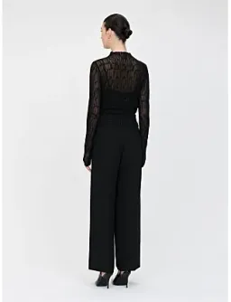 Veronika Maine Sheer Wave Funnel Neck Knit Black Size for rent on The Volte - image 2