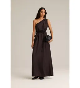 Scanlan Theodore Silk Jacquard One Shoulder Dress Brown Size 6  for rent on The Volte - image 1