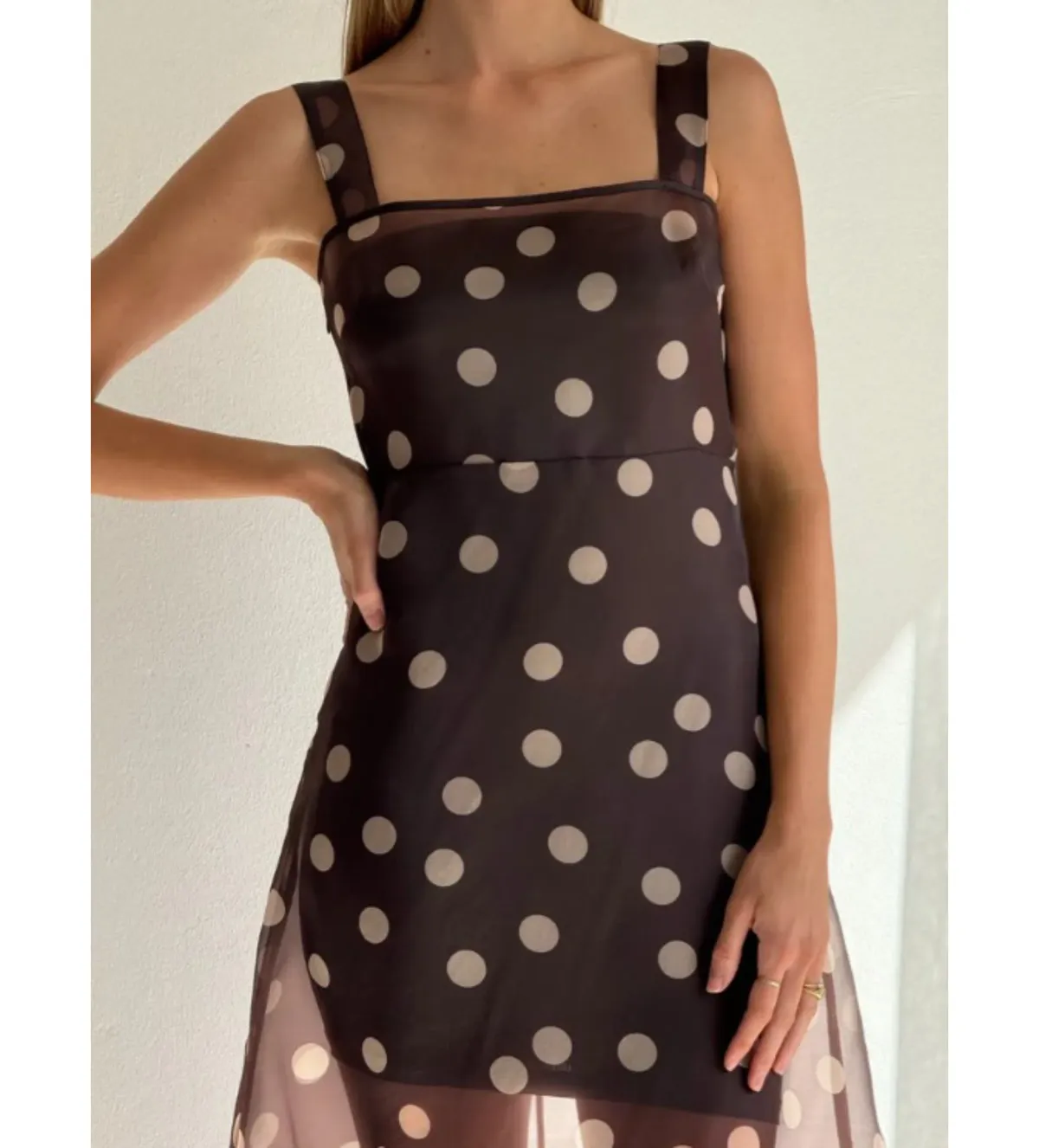 By Nicola Goldie Maxi Dress Chocolate Polka Size AU 6 - Image 5