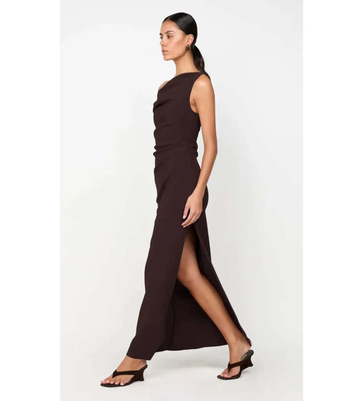 Bec & Bridge Leora Asym Maxi Dress Dark Chocolate Size AU 10 - Image 3